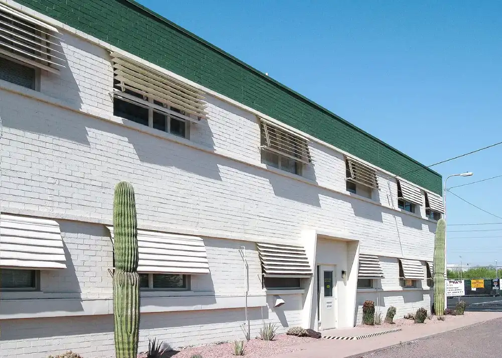 green and white painted building