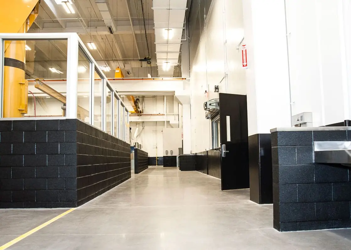 Interior of an industrial building with freshly applied new paint.