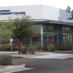 Gateway Community College building undergoing repainting