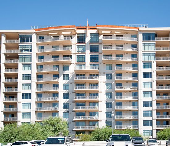 Professional commercial building repainting project