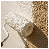 Paint roller applying fresh paint