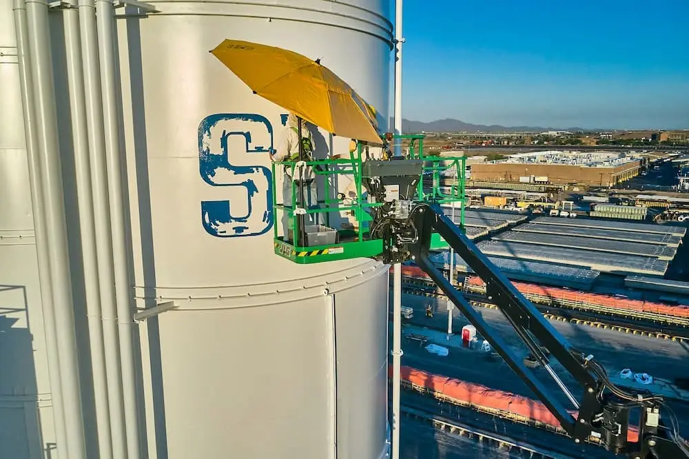 Industrial facility exterior or equipment with professional protective coating