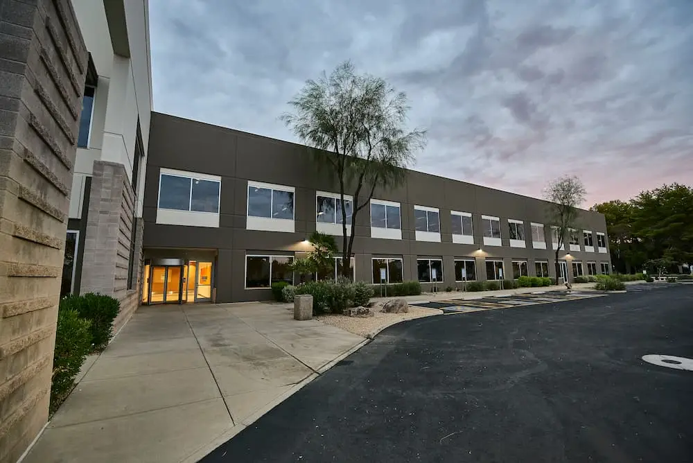 Exterior painting of modern commercial office building
