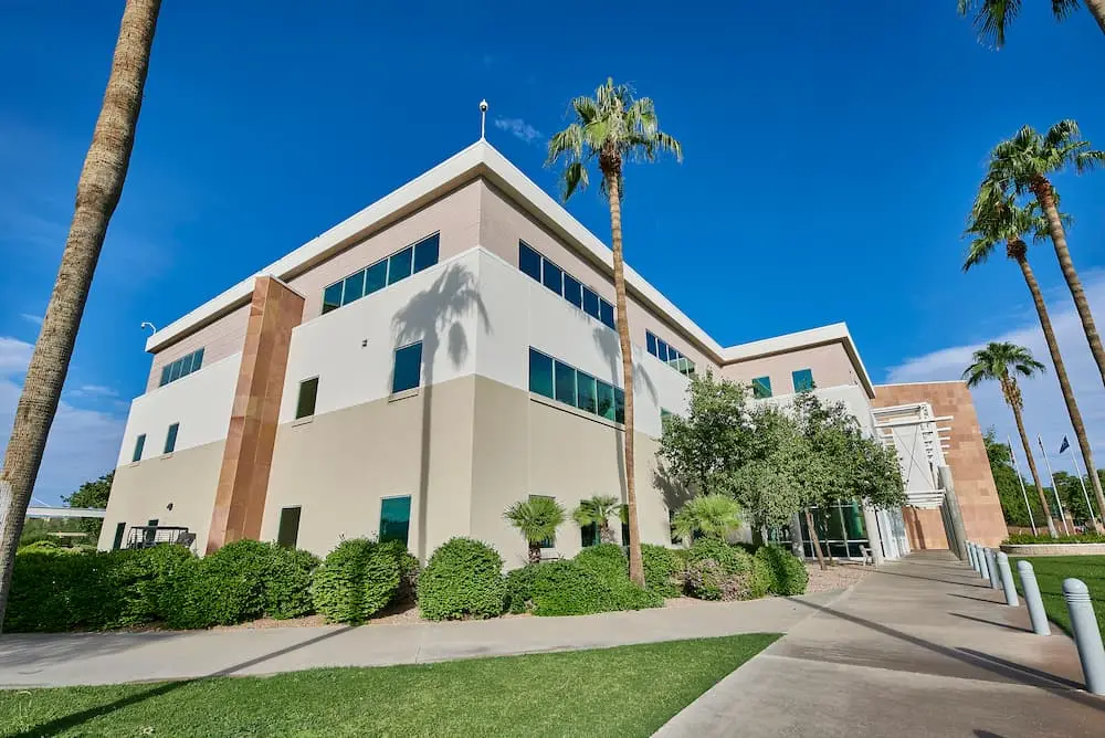 School facility exterior showcasing updated paint and architectural details