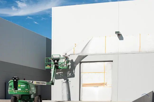 Exterior painting project on business property facade