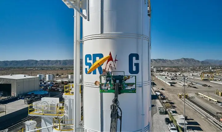 Exterior industrial coating application on large commercial structure